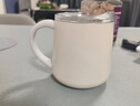 富光不銹鋼馬克杯帶蓋高顏值杯子咖啡杯316L保溫桌面水杯帶勺子 奶杏白（加購下單送鋼勺）450ml 曬單實(shí)拍圖