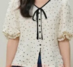 闊色（kuose）杏色波點(diǎn)襯衫氣質(zhì)小衫2025夏季新款女娃娃衫設(shè)計(jì)感短款上衣 杏色 S 曬單實(shí)拍圖
