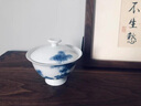 境坊間手繪竹林茶舍高腳二才蓋碗茶杯單個白瓷茶碗帶蓋泡茶功夫茶具 竹林茶舍二才蓋碗 純手繪 曬單實拍圖