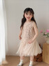 迪士尼公主裙女童生日禮服夏季新款兒童裙子女孩高級連衣裙童裝蓬蓬裙 杏色 130 曬單實拍圖