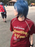 BJHG張桂源同款不計后果美式復古短袖涼感t恤男夏季潮牌穿搭情侶T恤女 深酒紅 M 曬單實(shí)拍圖