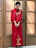 泰勒馬丁紅色新中式旗袍訂婚禮服女2025新款婚紗新娘主紗敬酒服回門(mén)服婚服 DF101長(cháng)袖 S 曬單實(shí)拍圖