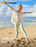 moodytiger女童運動褲涼感防曬兒童褲子夏季透氣速干緊身褲瑜伽褲|小云朵Air 幻彩鳴青 160 cm 曬單實拍圖
