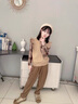木木屋女童秋裝套裝新款兒童衛(wèi)衣褲子春秋季6-12歲大童衣服女孩兩件套潮 卡其色 160 尺碼13~14歲【150-160cm】 曬單實拍圖