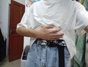 晴碧琳 雙環(huán)扣帆布腰帶男士字母皮帶男潮年輕人韓版簡(jiǎn)約百搭學(xué)生褲帶 黑色涂鴉 曬單實(shí)拍圖