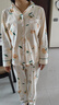 芬騰春秋季翻領(lǐng)開(kāi)衫純棉長(cháng)袖睡衣女士家居服女士睡衣 曬單實(shí)拍圖