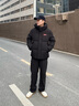 鴨鴨（YAYA）時(shí)空道宇系列反季羽絨服男女同款2025新款情侶立領(lǐng)羽絨面包服S 青光黑色 L (175) 【適合130-150斤】 曬單實(shí)拍圖