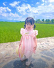 旻勝 女童郁金香小飛袖連衣裙公主裙子夏季薄款洋氣可愛(ài)女孩生日禮物 粉色8碼【身高90cm左右】 曬單實(shí)拍圖