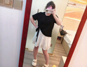 歐絲婕（OUSIJIE）大碼女裝夏季圓領(lǐng)短袖不規(guī)則T恤蛋糕裙胖mm休閑洋氣顯瘦套裝女潮 1900黑色上衣+白色短裙 3XL 【160-180斤】 曬單實拍圖