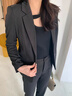 汐蔓嬌小西裝外套女職業(yè)裝秋冬季長袖套裝正裝大學(xué)生酒店銀行西服工作服 帶蓋西裝 L 碼(建議100-110斤) 曬單實(shí)拍圖