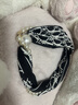 色彩熊小眾磁吸扣絲巾珍珠項鏈新款夏季純色摩登高級感長(cháng)條領(lǐng)巾裝飾百搭 編織紋理長(cháng)珠扣-黑 曬單實(shí)拍圖