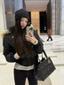 唐菓蜜羽絨棉服女2025冬季新款韓版連帽大毛領(lǐng)羽棉襖絨服小個(gè)子短款棉衣 黑色 M 曬單實(shí)拍圖