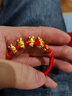 蒂蔻（Tico）七夕禮物本命年生肖兔足金五福兔黃金轉(zhuǎn)運(yùn)珠手鏈男女3D硬金兔 曬單實(shí)拍圖