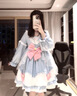 歐維沃長(cháng)款新款少女lolitaLolita可愛(ài)長(cháng)袖洛麗塔連衣裙全 蘭色 L 曬單實(shí)拍圖
