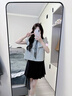 DAVEY MODE休閑運(yùn)動(dòng)套裝女2025夏季新款短袖條紋襯衫短裙甜美少女減齡兩件套 杏色條紋襯衫 單件 M 曬單實(shí)拍圖