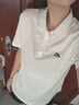 安踏（ANTA）運動(dòng)套裝女polo衫冬季短袖T恤短褲速干冰絲休閑寬松透氣兩件套 雪花白/黑 L 曬單實(shí)拍圖