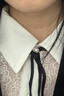 秋水伊人拼接撞色襯衫女春秋新款女裝翻領(lǐng)純色上衣女 本白 S 曬單實(shí)拍圖
