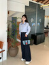 香影藏青色闊腿牛仔褲女2025秋季新款高腰直筒顯瘦天絲棉休閑褲子 藏青 S 155/60A/85-95斤 曬單實拍圖