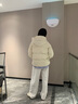 鴨鴨（YAYA）羽絨服女短款2025冬季新款時尚連帽韓版休閑小個子面包服工裝外套 米色 S 曬單實拍圖