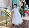 G.DUCK女童禮服蓬蓬公主裙女孩高端洋氣兒童婚紗長(zhǎng)款主持人花童鋼琴表演9206長(zhǎng)裙白色送小皇冠140 曬單實(shí)拍圖