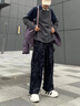 卡圖弛燈芯絨潮流扎染休閑褲子男秋季美式hiphop痞帥衛(wèi)褲運動百搭闊腿褲 黑色 XL 曬單實拍圖