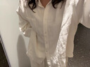 AAISUP白色薄款防曬亞麻上衣襯衫女款夏季高級感慵懶松弛感苧麻褲子套裝 套裝【襯衫+褲子】 M 曬單實(shí)拍圖