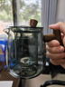 津盼玻璃泡茶壺耐高溫可加熱木把煮茶壺家用茶水分離一人單壺功夫茶具 煙榭壺灰色 500ml 曬單實(shí)拍圖