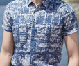 安東尼奧【100%絲光棉】時(shí)尚數碼印花短袖襯衫男夏舒適透氣商務(wù)休閑襯衣 曬單實(shí)拍圖