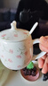 后海杯子陶瓷杯女馬克杯帶蓋帶勺子家用喝水杯骨瓷早餐杯咖啡杯少女心 胖胖杯-小碎花400ML【可微波】 曬單實拍圖