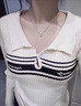 伊夢嬌純銀項鏈S925銀項鏈方糖女款小眾配飾品新款夏天感吊墜鎖骨鏈禮物 S925銀瓦片項鏈 曬單實拍圖