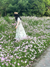 茵曼甜美植物碎花純棉連衣裙2025夏季女裝新品溫柔度假寬松長裙子 杏色 XL 曬單實(shí)拍圖