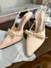 CHARLES&KEITH緞面蝴蝶結尖頭高跟涼鞋女生日禮物CK1-60361556 Light Pink淺粉色 38 曬單實(shí)拍圖