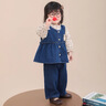 G.DUCKKIDS小黃鴨童裝女童春裝牛仔套裝2025新款洋氣牛仔三件套寶寶春秋衣服 深藍(lán)色牛仔三件套 130 (建議115-125cm 5.2-7周歲) 曬單實(shí)拍圖