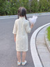 G.DUCK HELLO小黃鴨旗袍女童中國風(fēng)秋季中式改良連衣裙長(cháng)袖女孩洋氣唐裝演出服 香檳色-復合蕾絲-中袖-送流蘇 110 曬單實(shí)拍圖