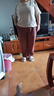 美博鳥（MEIBONIAO）【特價撿漏】高檔重磅棉麻套裝顯瘦透氣寬松大碼女裝中年媽媽夏季 卡其色上衣+咖色褲子 3XL 建議145-160 曬單實拍圖