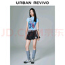 UR2025春季新款女裝芭蕾運動風撞色刺繡牛仔半裙UYV850033 藍色 (偏短) S 曬單實拍圖