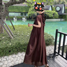 佰藍(lán)嬌短袖連衣裙女夏季2025新款女裝休閑大碼洋氣減齡媽媽長款裙子夏天 棕紅色 M （建議115斤內(nèi)） 曬單實(shí)拍圖