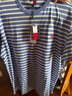TOMMY JEANS【復(fù)古條紋】25夏季男裝純棉平紋針織刺繡短袖上衣T恤20802 藍白條紋0BA L （推薦：150-165斤） 曬單實拍圖