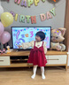 G.DUCKKIDS小黃鴨女童套裝春秋款連衣裙周歲女寶寶公主裙禮服兒童秋冬兩件套 紅色春秋套裝（花朵款?yuàn)A子） 90 尺碼1~2歲【 80-90cm】 曬單實(shí)拍圖