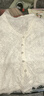香影v領(lǐng)淺藍(lán)色上衣女夏短袖2025新款蕾絲拼接氣質(zhì)法式正肩t恤小衫 米白 M 160/84A/95-110斤 曬單實(shí)拍圖