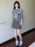 唐菓蜜新款連衣裙女2025秋冬女裝韓系甜美減齡活潑俏皮氛圍感套裝裙子 灰色毛衣+裙子 M 曬單實(shí)拍圖