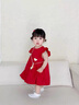 G.DUCKKIDS小黃鴨女童連衣裙夏季薄款嬰兒裙子純棉公主裙紅色女寶寶周歲禮服 紅色 90 建議1~2歲【 80-90cm】cm 曬單實(shí)拍圖