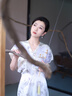 初蟬衣事新中式國風(fēng)連衣裙女2025夏季新款醋酸V領(lǐng)短袖收腰連肩緞面長裙 月光白 S （現(xiàn)貨） 曬單實(shí)拍圖
