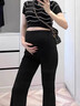 微光里孕婦褲春夏九分時(shí)尚潮媽微喇高腰顯瘦托腹褲小個(gè)子孕婦裝 孕婦九分褲【 90-115斤】 曬單實(shí)拍圖