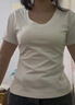 斤慕大領(lǐng)口U領(lǐng)T恤女修身上衣短袖夏季圓領(lǐng)正肩修身顯瘦體恤 白色 XL 建議（100-110斤） 曬單實(shí)拍圖