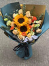 艾斯維娜鮮花速遞向日葵混搭花束生日禮物全國同城配送 向日葵香檳韓式花束 曬單實拍圖