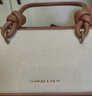 CHARLES&KEITH奶油色柔軟手提斜挎波士頓包生日禮物七夕禮物CK2-30271574 Taupe Canvas灰褐色/米色 S 曬單實(shí)拍圖