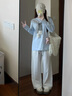 名創(chuàng)優(yōu)品（MINISO）奶藍色長袖t恤女春秋季新款百搭減齡舒適內(nèi)搭打底衫寬松純棉女裝 【減齡顯白】淺藍(純色) L 165 (體重115-130斤) 曬單實拍圖