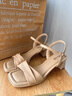 百麗（Belle）氣質(zhì)一字帶涼鞋女商場(chǎng)同款真皮粗跟涼鞋D6L1DBL5 杏色 38 (240mm) 曬單實(shí)拍圖