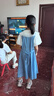 G.DUCKKIDS女童連衣裙夏裝新款兒童泡泡袖牛仔裙夏季洋氣女大童A字裙子 藍(lán)色 170 曬單實(shí)拍圖
